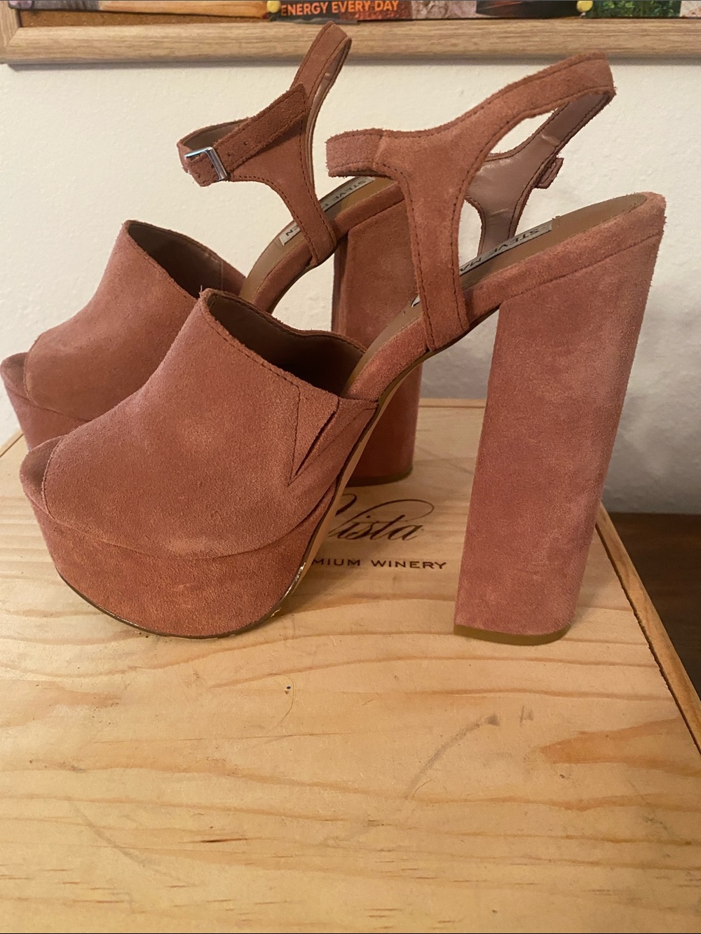 Steve Madden Suede Platform Sandals — Dusty Rose - Picture 4 of 10
